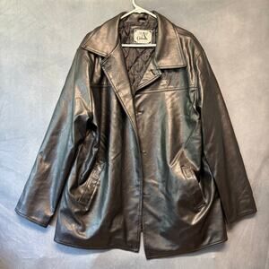 Vintage A Collezioni Italian Black Leather Jacket XXL Made in Italy Moto Biker